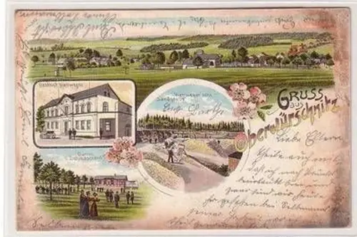 55583 Ak Lithographie Gruß aus Oberwürschnitz Gasthof 1902