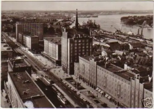 12121 Ak Rostock Lange Straße Totalansicht 1980