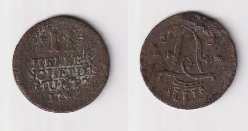 2 Heller Kupfer Münze Hessen Kassel 1746 s/f.ss (170759)