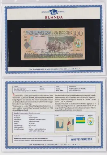 100 Francs Banknote Ruanda Rwanda 2003 kassenfrisch UNC (156055)