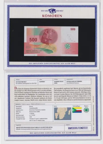500 Francs Banknote Komoren Comoros 2006 kassenfrisch UNC (170052)