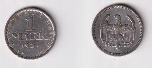 1 Reichsmark Silber Münze Weimarer Republik 1924 A ss (170015)