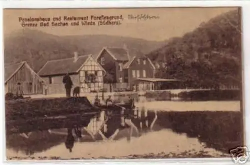 09302 Ak Grenze Bad Sachsa und Wieda Süd-Harz um 1920