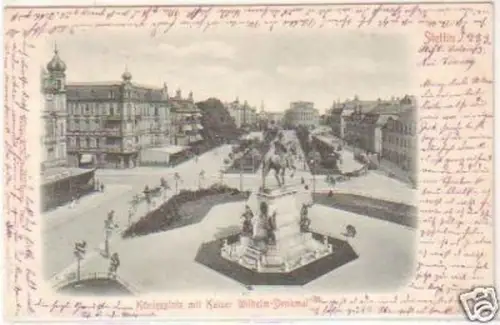 24327 Ak Stettin Königsplatz mit Denkmal 1905