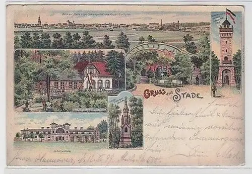 65356 Ak Lithographie Gruß aus Stade Restauration usw. 1899