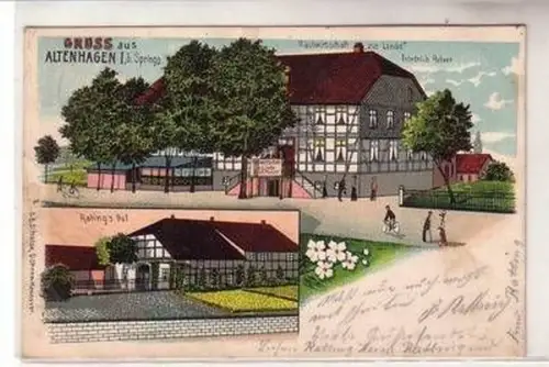 29938 Ak Gruss aus Altenhagen I b. Springe Gastwirtschaft zur Linde 1909