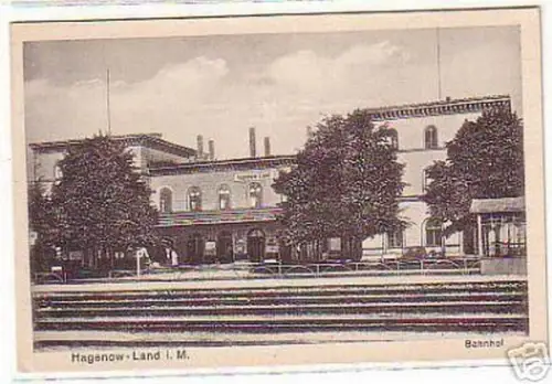 07738 Ak Hagenow Land i.M. Bahnhof um 1920
