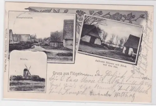 92595 Mehrbild Ak Gruß aus Flögeln Windmühle, Hauptstraße usw. 1912