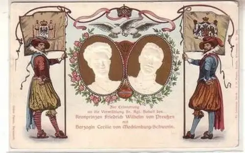 54328 Präge Ak Vermählung Kronprinz Wilhelm mit Cecilie von Mecklenburg Schwerin