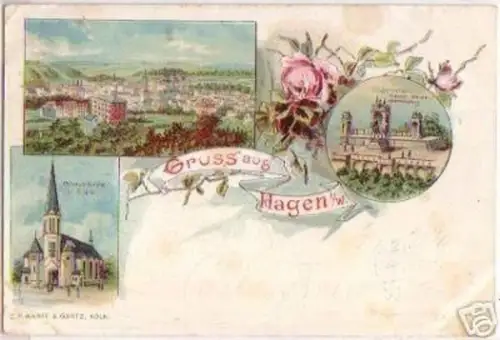15060 Ak Lithographie Gruss aus Hagen in Westf. 1899