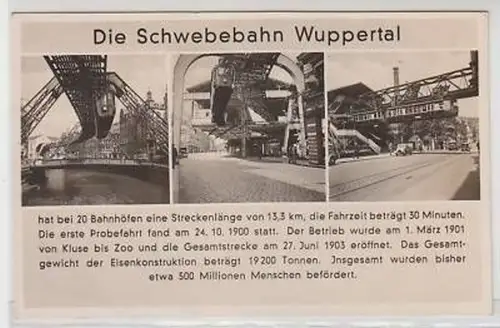 17246 Mehrbild Ak die Schwebebahn Wuppertal 1939