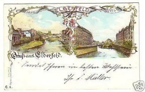 16316 Ak Lithographie Gruß aus Elberfeld 1898