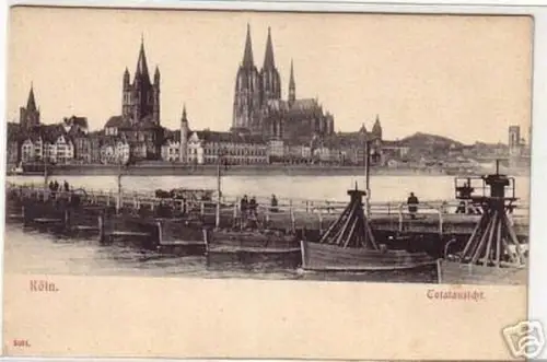03558 Ak Köln Schiffsbrücke Totalansicht um 1900