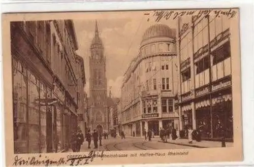 15682 Ak Crefeld Rheinstrasse mit Kaffee Haus 1921