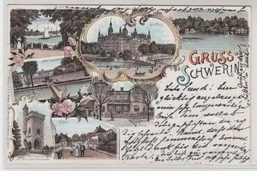 55945 Ak Lithographie Gruß aus Schwerin Restauration usw. 1897