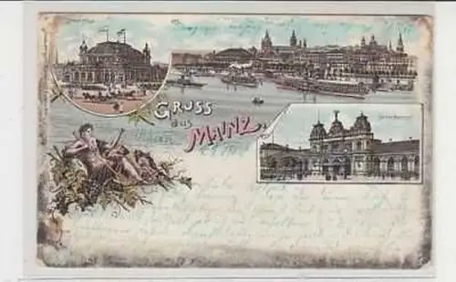 26914 Ak Lithographie Gruss aus Mainz 1900