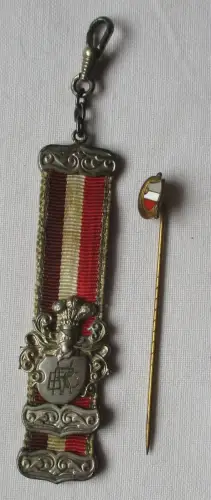 schöner Bierzipfel 800er Silber Studentika Chemnitz plus Abzeichen 1927 (161925)