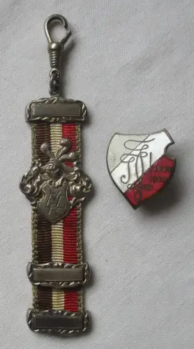 schöner Bierzipfel 800er Silber Studentika Chemnitz plus Abzeichen (168068)