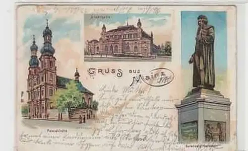38054 Ak Lithographie Gruss aus Mainz 1900