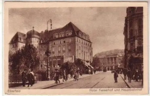 48934 Ak Elberfeld Hotel Kaiserhof und Hauptbahnhof 1922