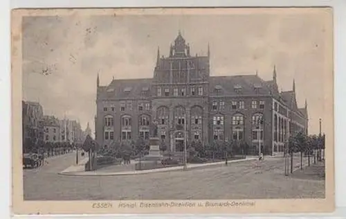 51555 Ak Essen kgl. Eisenbahn Direktion und Bismarck Denkmal 1912