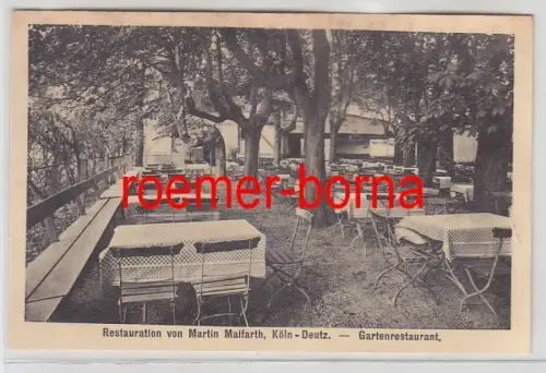 73095 Ak Köln Deutz Restauration von Martin Malfarth Gartenrestaurant um 1930