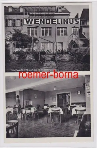81940 Ak Pfaffendorf Rh. (Koblenz) Pension Weinhaus und Café Wendelinus um 1950