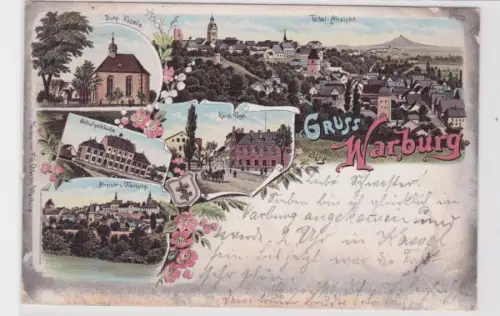 81723 Ak Lithographie Gruß aus Warburg Post, Schule usw. 1901