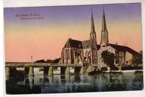 45757 Ak Saaralben Lothringen Saarbrücke mit Kirche1917