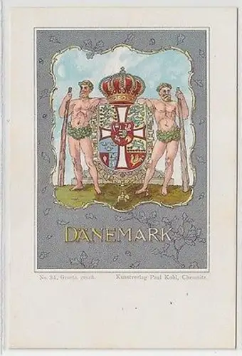 15621 Wappen Ak Lithographie Königreich Dänemark um 1900