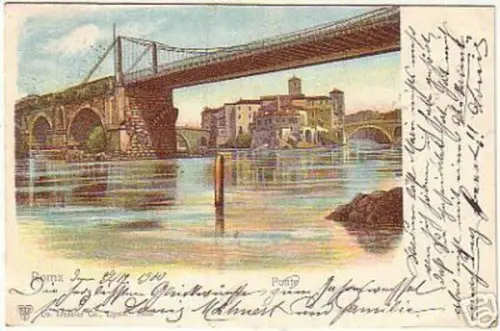 13374 Ak Lithographie Roma Ponte 1900