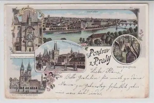 49321 Ak Lithografie Grüße aus Prag Pozdrav z Prahy 1899