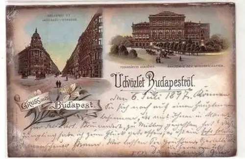 50519 Ak Lithographie Gruss aus Budapest 1897