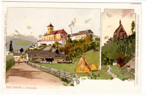 21033 Künstler Ak Kirchberg a. Wechsel um 1900