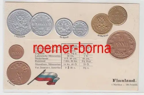 83489 Präge Ak mit Münzabbildungen Finnland um 1920