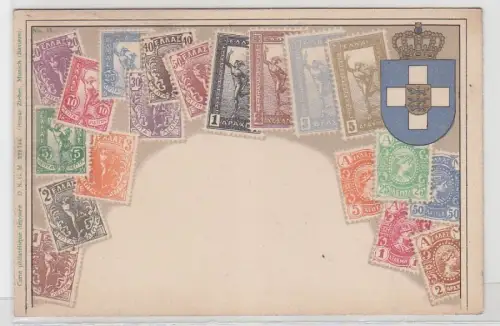 30239 Wappen Ak Griechenland mit Briefmarken um 1900