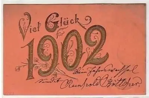 40362 Neujahrs Präge Ak Viel Glück für 1902
