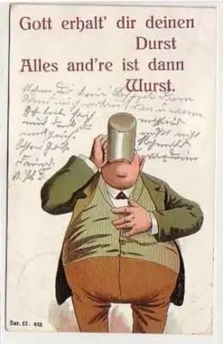 38747 Humor Reim Ak Biertrinker 1909