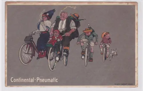 90590 Reklame Humor Ak Continental Pneumatic Radausflug um 1914