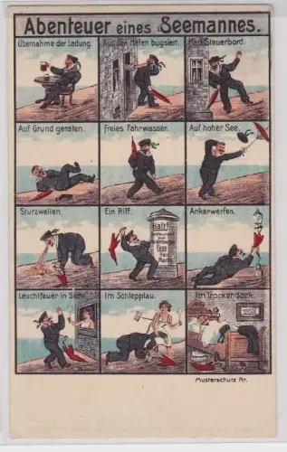90630 Humor Ak Abenteuer eines Seemannes um 1915