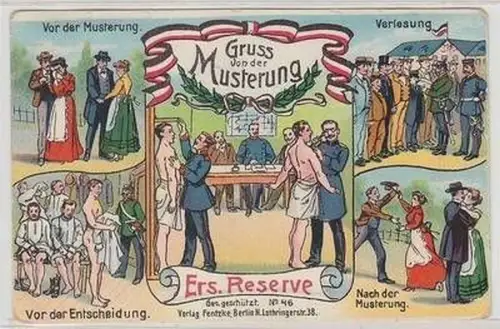 44917 Ak Gruss von der Musterung Ersatz Reserve 1909