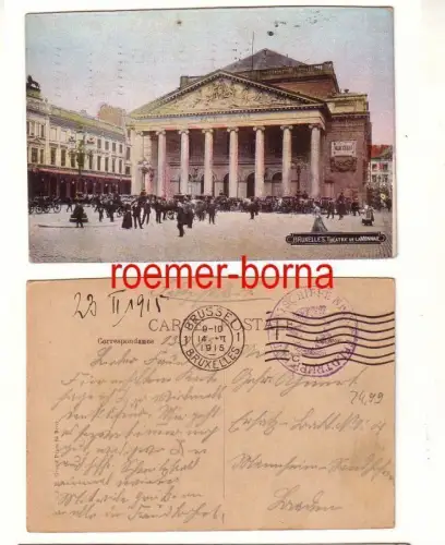 79746 Ak mit Stempel Luftschiffer Trupp Nr.13 Brüssel im 1. Weltkrieg 1915