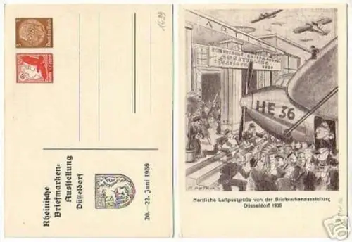04957 Ak Flugzeug Briefmarken Ausstellung Düsseldorf
