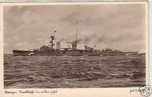 08971 Ak Kreuzer Karlsruhe in voller Fahrt 1939