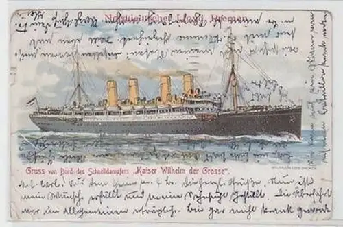 50888 Ak Gruß von Bord des Dampfers "Kaiser Wilhelm der Große" 1906