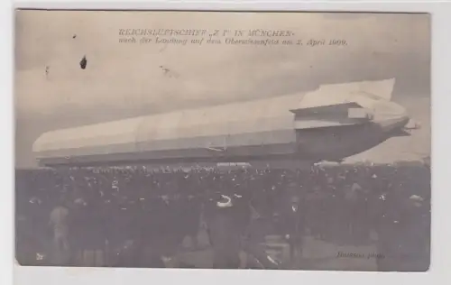 89524 Ak Reichsluftschiff 'Z I' in München nach Landung auf Oberwiesenfeld 1909