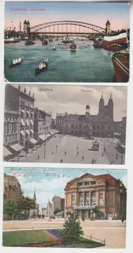61493/3 Feldpost Ak Magdeburg Königsbrücke, Altemarkt, Theater 1915-1918