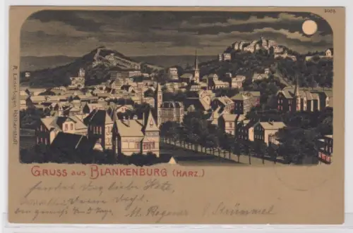 95178 Mondschein Ak Gruss aus Blankenburg am Harz - Totalansicht 1901