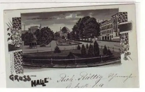 47123 Mondscheinkarte Gruß aus Halle Promenade 1901