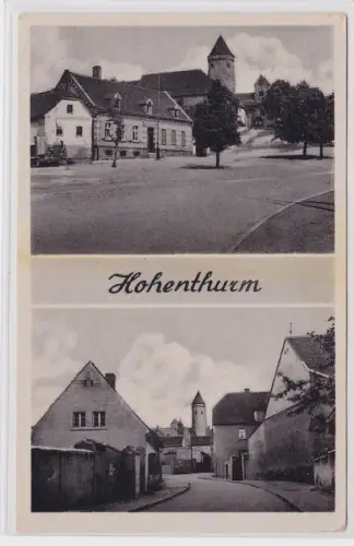 92552 Mehrbild AK Hohenthurm - Straßenansicht mit Blick auf das Schloss 1955